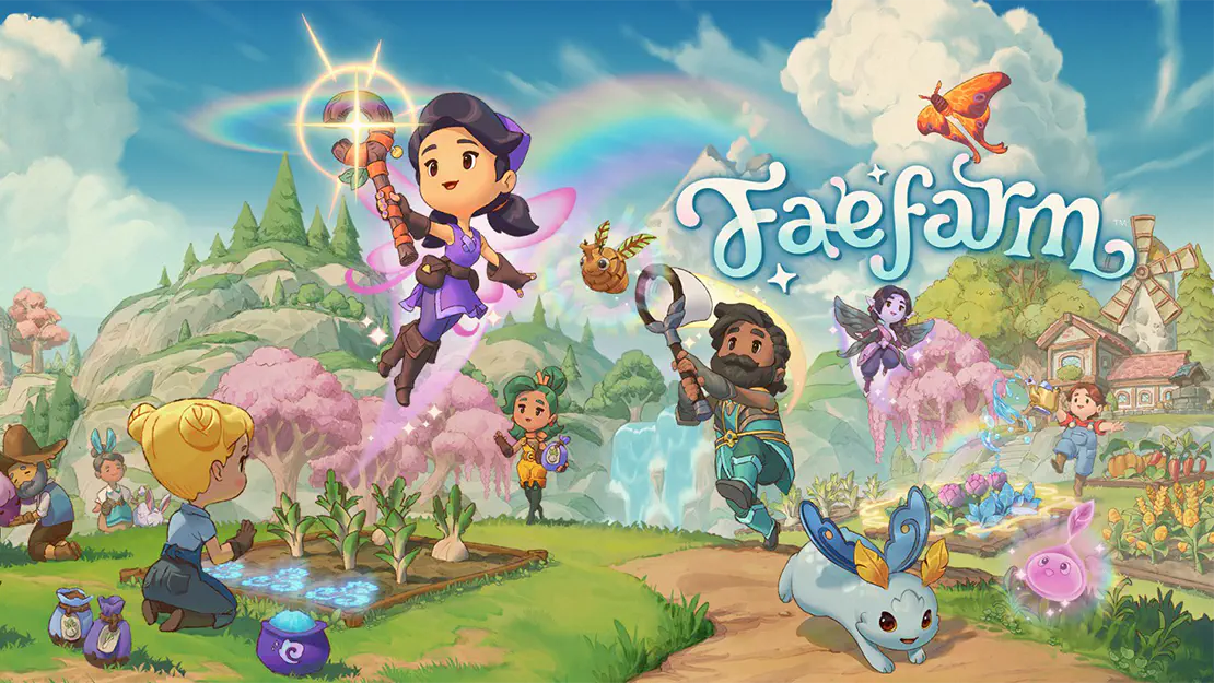 Various characters from Fae Farm farming doing different activities